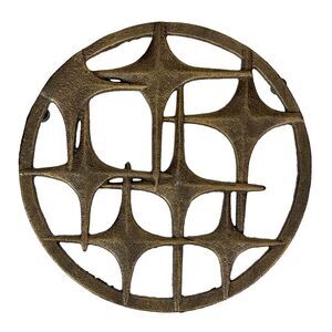 Cast Iron Stars Trivet – Bronze Finish, 8" Round, Mid Century Modern Style
